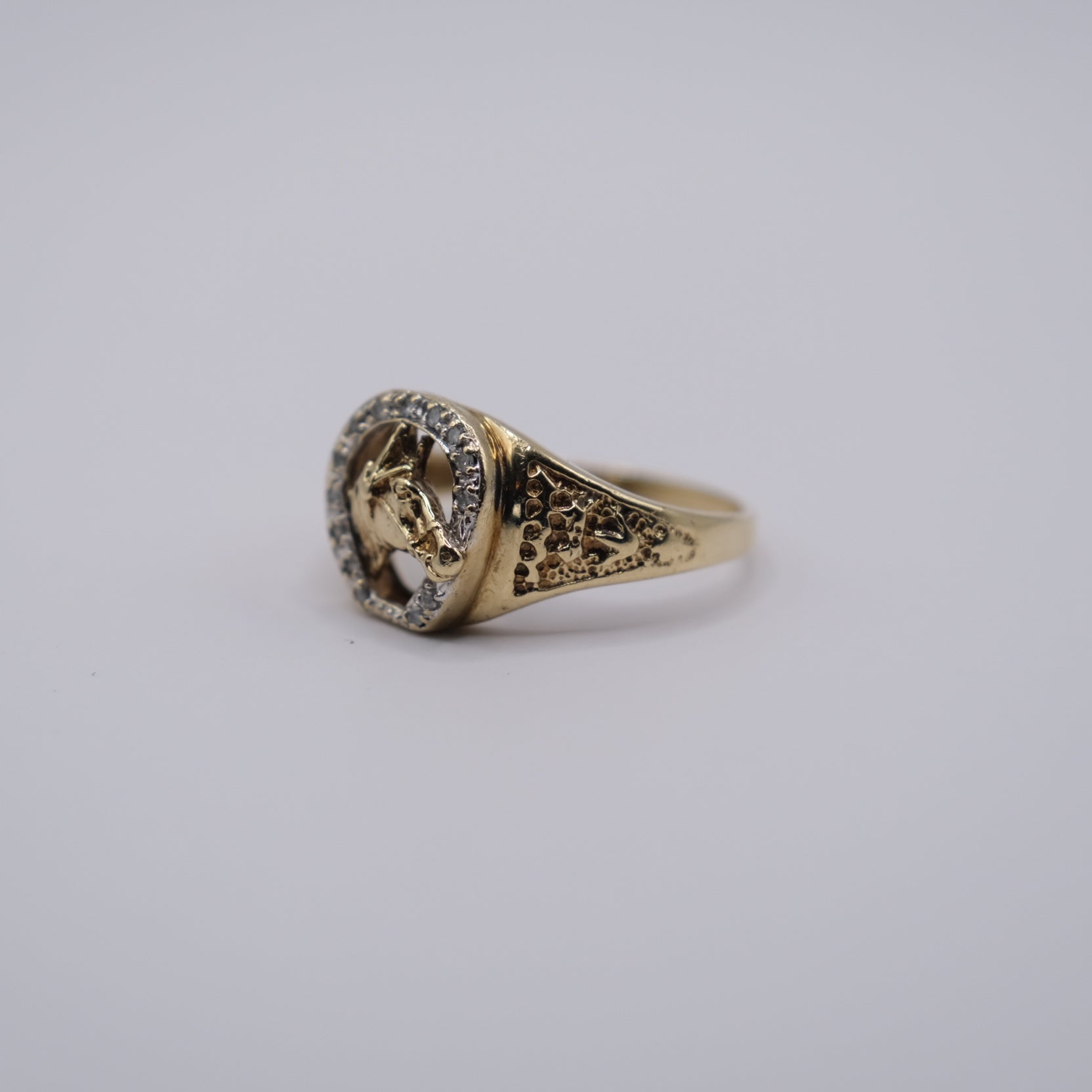 Diamond & Gold Horse Signet Ring