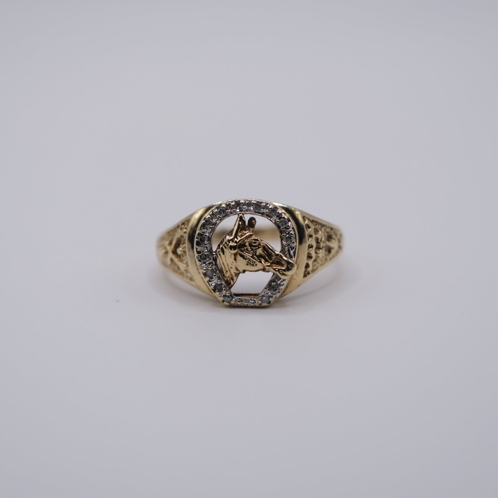 Diamond & Gold Horse Signet Ring
